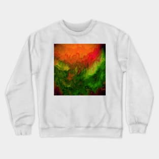 Oceanic Waves Digital Painting in Orange, Red, Green Crewneck Sweatshirt